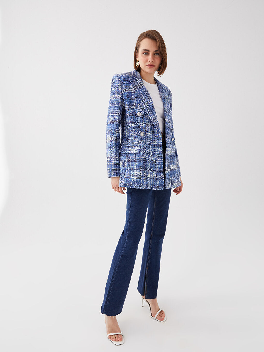 Patterned Long Sleeve Women's Blazer Jacket