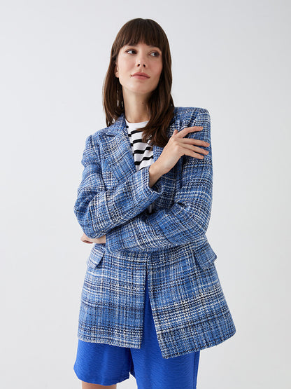 Patterned Long Sleeve Women's Blazer Jacket