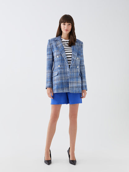 Patterned Long Sleeve Women's Blazer Jacket