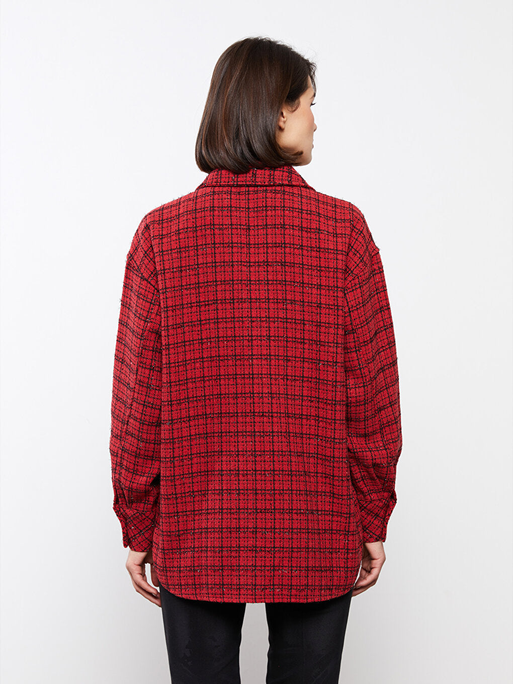 Front Button Closure Plaid Long Sleeve Women's Shirt