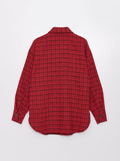 Front Button Closure Plaid Long Sleeve Women's Shirt