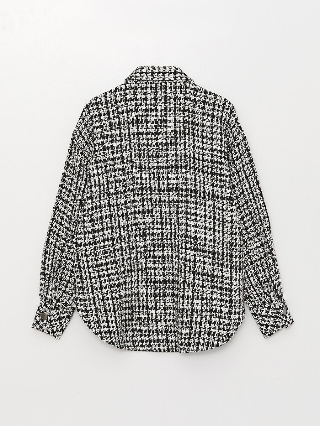 Patterned Long Sleeve Oversize Women's Tweed Shirt Jacket