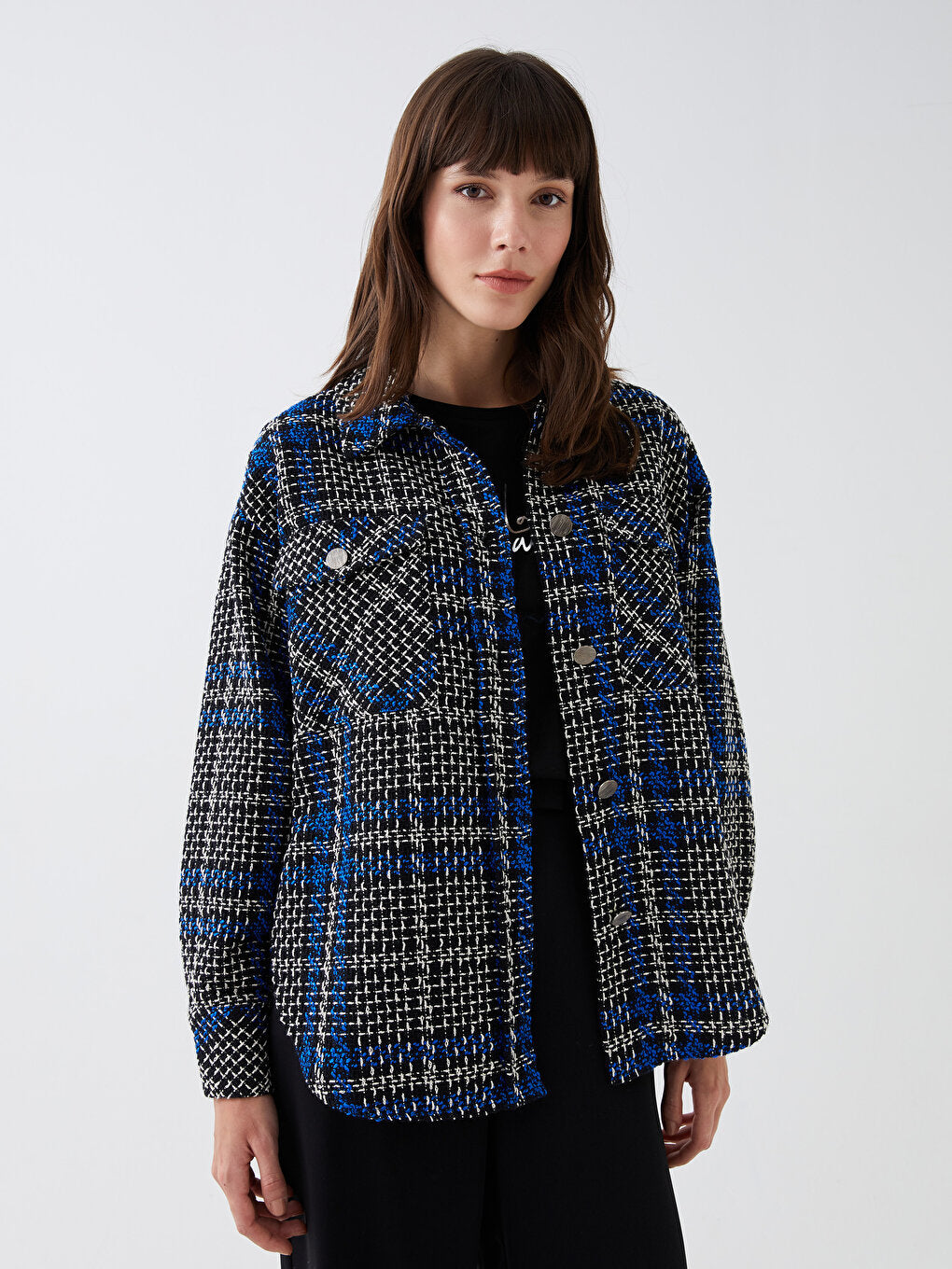 Plaid Long Sleeve Women's Shirt Jacket