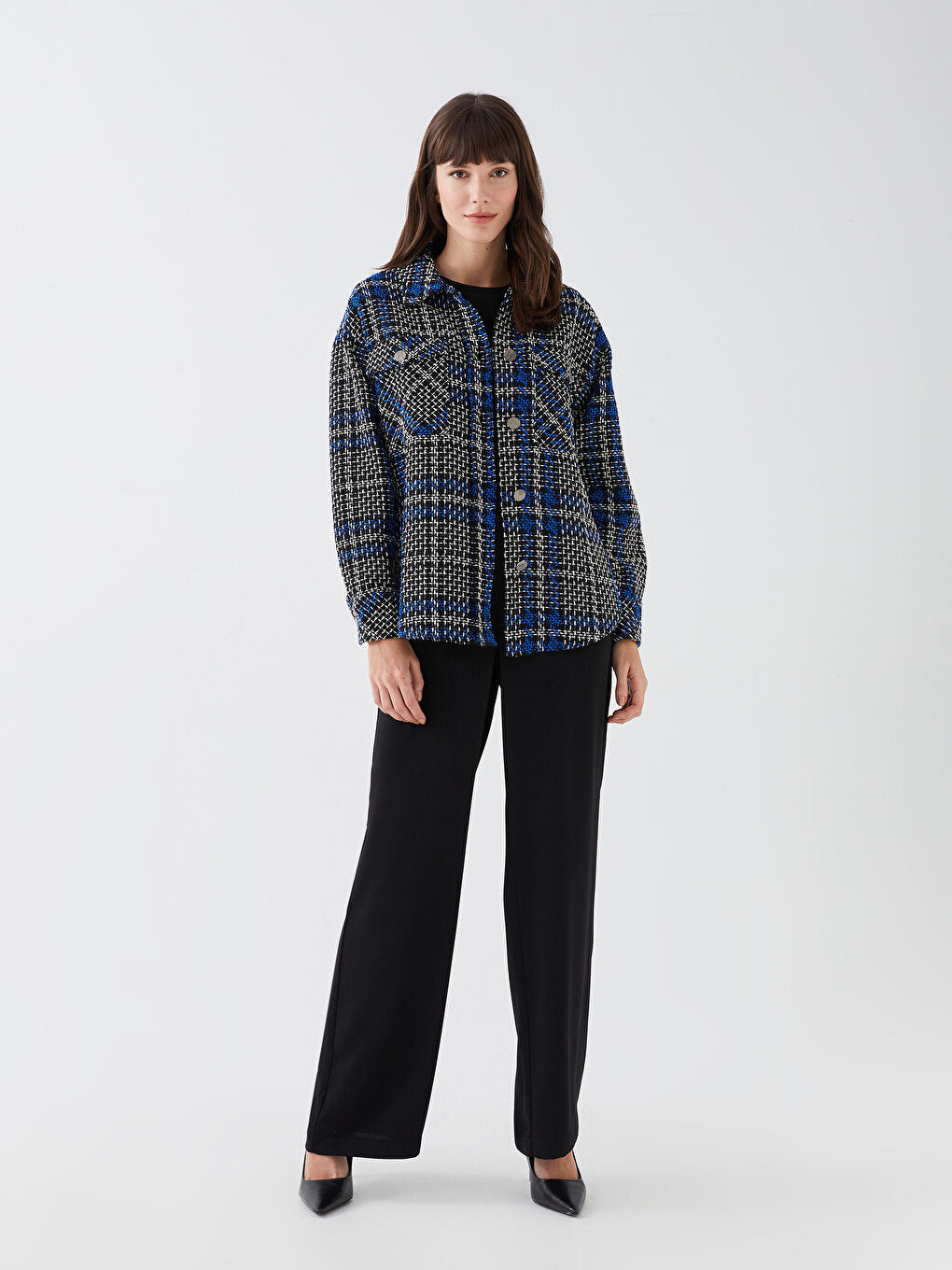 Plaid Long Sleeve Women's Shirt Jacket