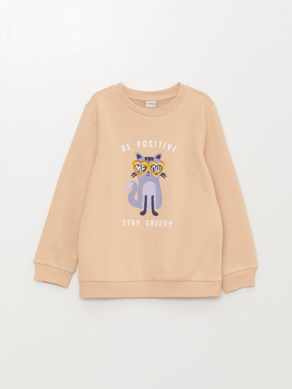 Crew Neck Printed Long Sleeve Girl's Sweatshirt