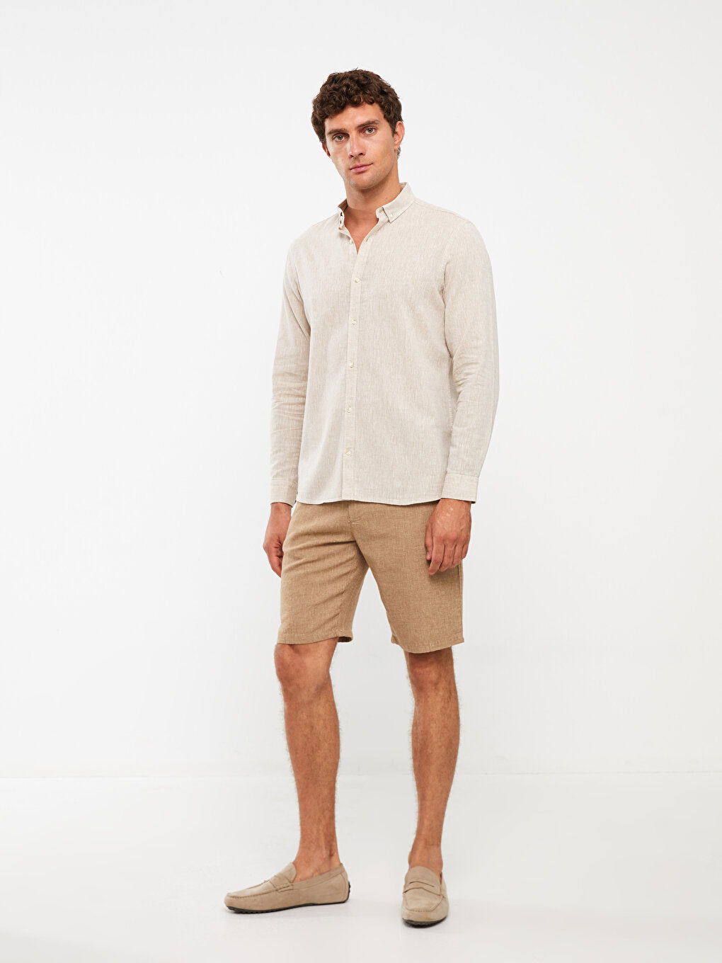 Slim Fit Linen Blend Men's Shorts