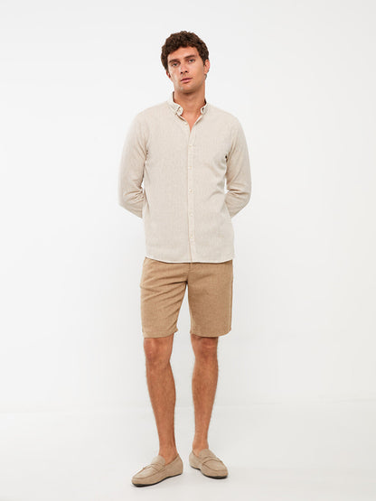 Slim Fit Linen Blend Men's Shorts