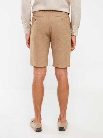 Slim Fit Linen Blend Men's Shorts