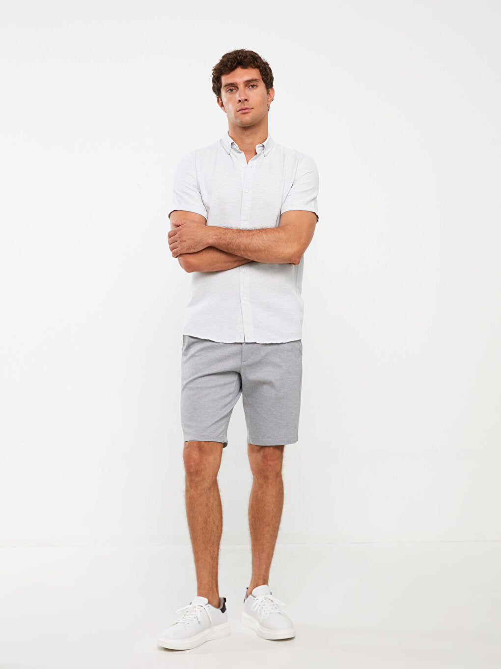 Slim Fit Men's Shorts with Elastic Waist