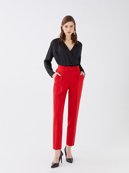 High Waist Slim Fit Women's Trousers