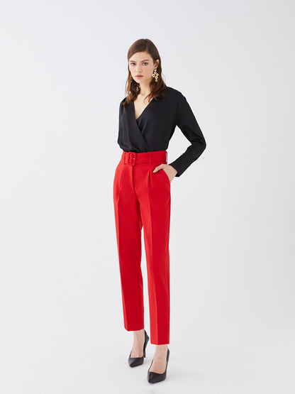 High Waist Slim Fit Women's Trousers