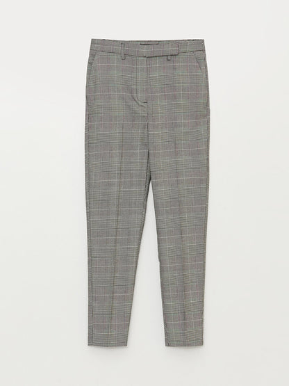 High Waist Standard Fit Plaid Women's Trousers