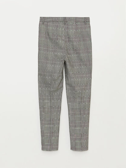 High Waist Standard Fit Plaid Women's Trousers