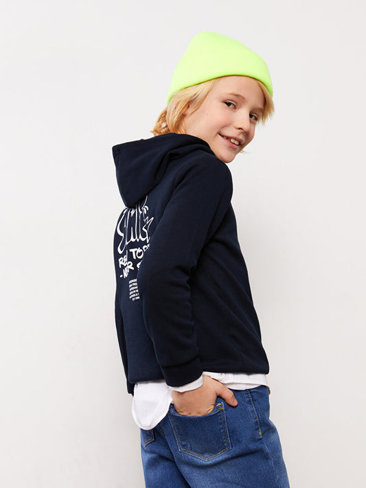 Hooded Printed Long Sleeve Boy's Sweatshirt