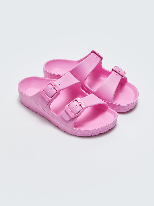 Girls' Slippers with Double Band Buckle Detail