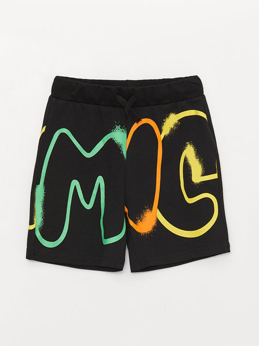 Elastic Waist Mickey Mouse Printed Boys' Shorts