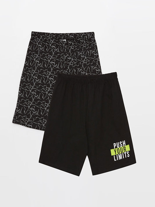 Printed Boy's Pajama Shorts with Elastic Waist, 2-pack