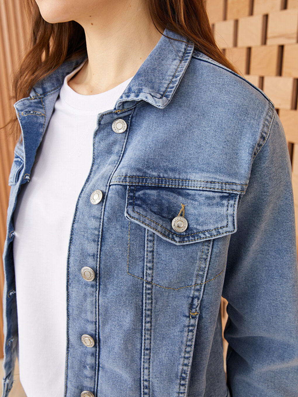 Shirt Collar Plain Long Sleeve Women's Jean Jacket