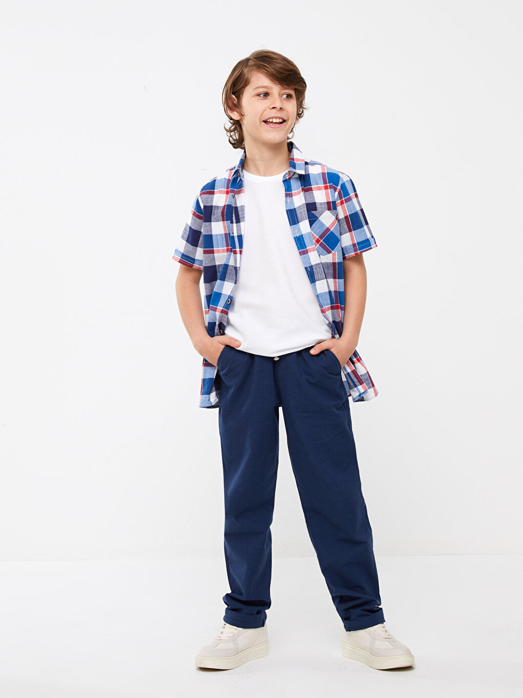 Basic Boy's Trousers with Elastic Waist