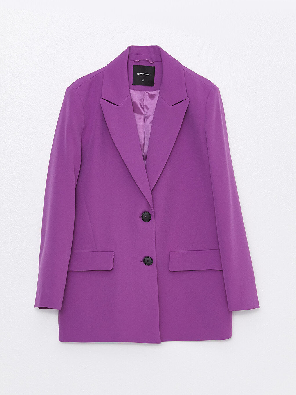 Front Button Closure Plain Long Sleeve Women's Blazer Jacket