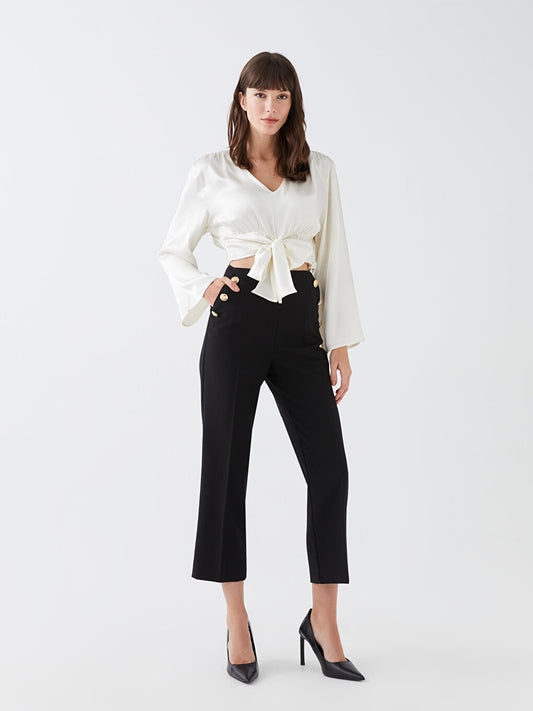 High Waist Standard Fit Women's Trousers