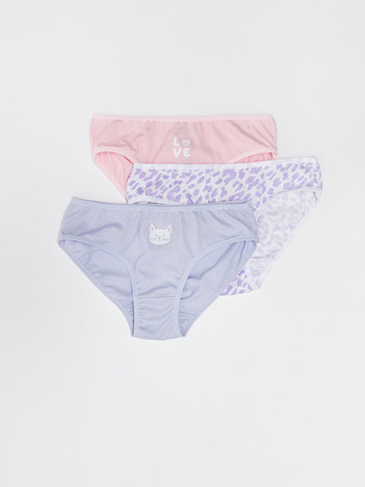 Printed Cotton Girl's Panties 3-Piece