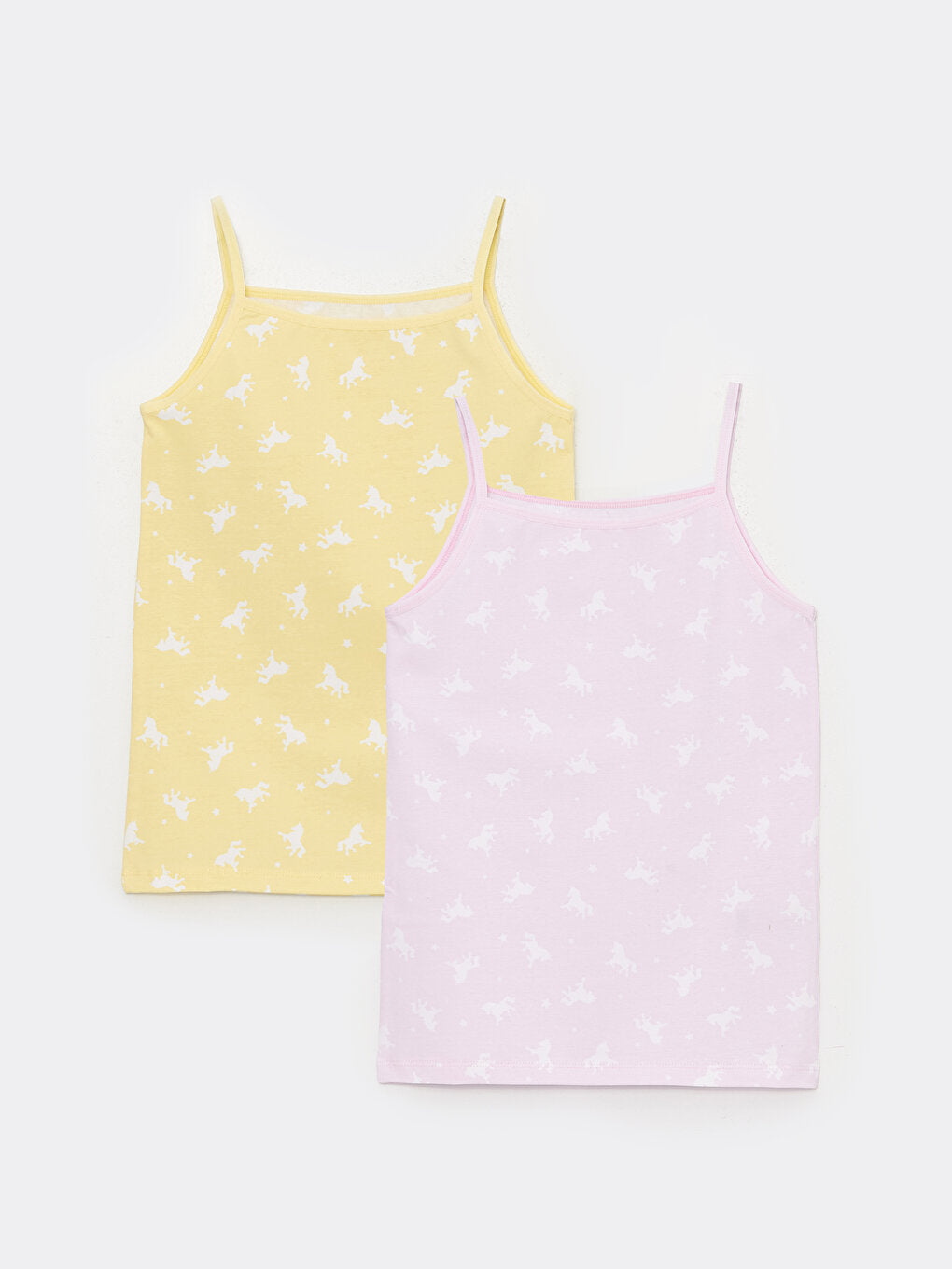 Square Neck Printed Strappy Girls Undershirt 2-pack