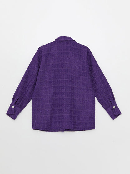 Self Patterned Long Sleeve Oversize Women's Shirt Jacket