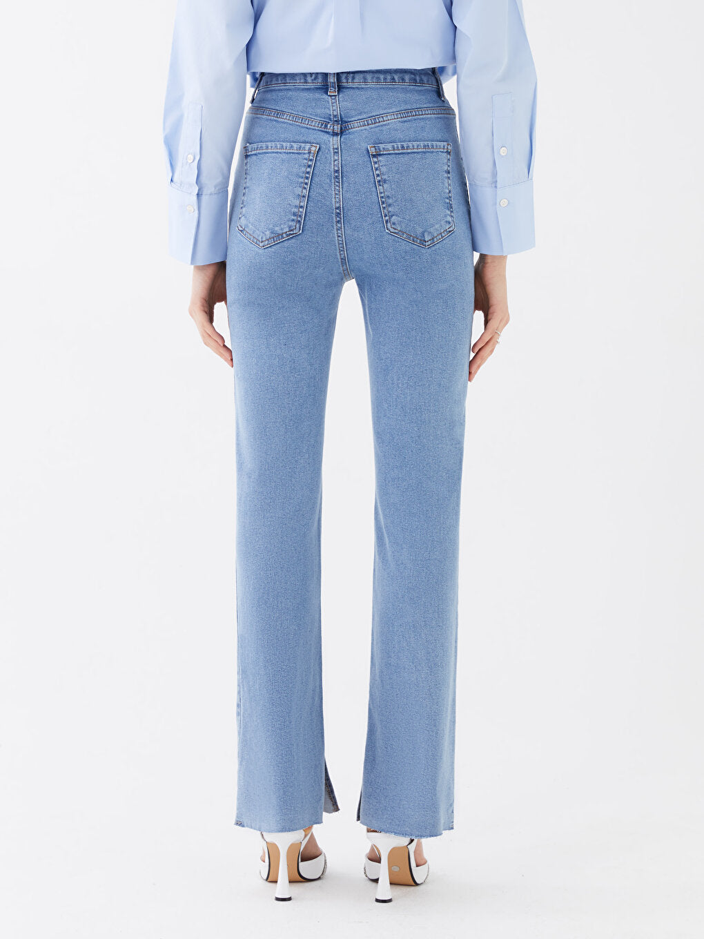 Flare Straight Pocket Detailed Women's Jean Trousers