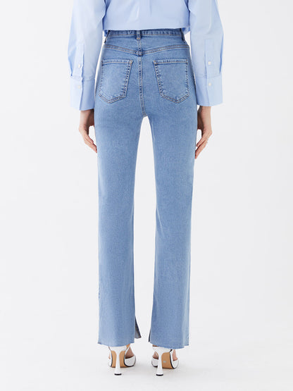 Flare Straight Pocket Detailed Women's Jean Trousers