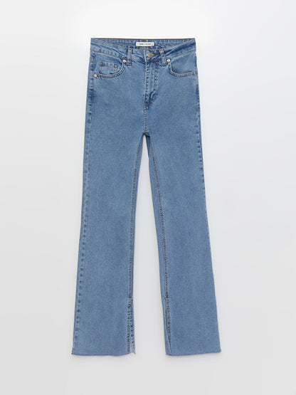 Flare Straight Pocket Detailed Women's Jean Trousers