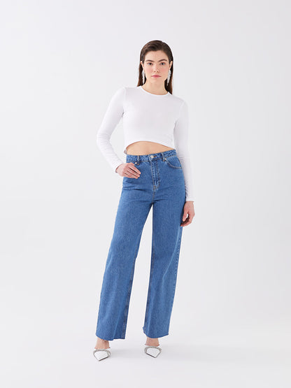 High Waist Wideleg Women's Jean Trousers