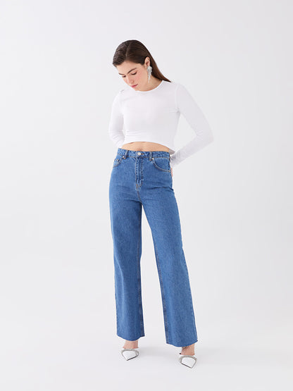 High Waist Wideleg Women's Jean Trousers