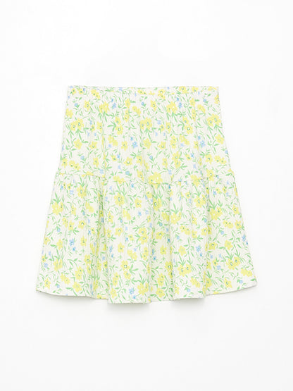 Patterned Girl's Skirt with Elastic Waist