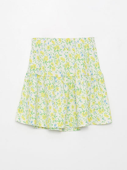 Patterned Girl's Skirt with Elastic Waist