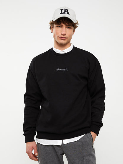 Crew Neck Long Sleeve Printed Men's Sweatshirt