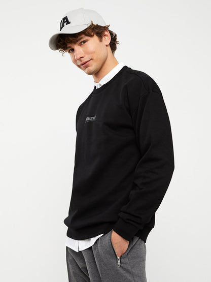 Crew Neck Long Sleeve Printed Men's Sweatshirt