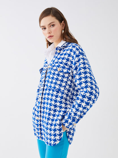 Houndstooth Patterned Women's Shirt Jacket