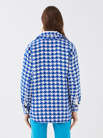 Houndstooth Patterned Women's Shirt Jacket