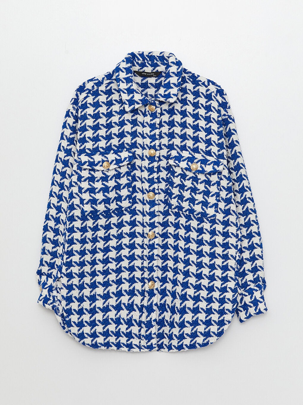 Houndstooth Patterned Women's Shirt Jacket