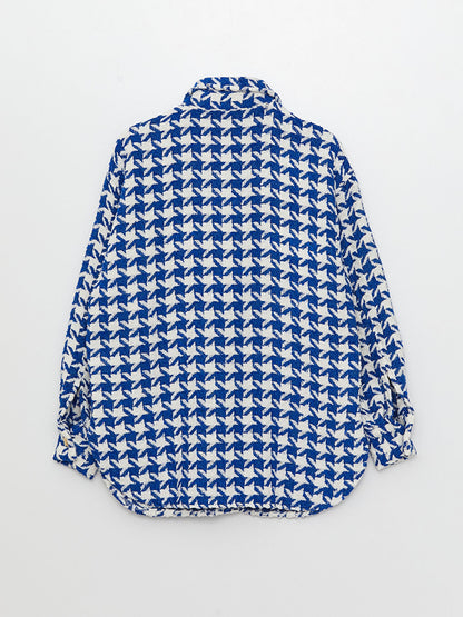 Houndstooth Patterned Women's Shirt Jacket