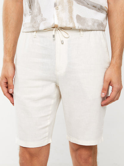 Slim Fit Linen Blend Men's Shorts