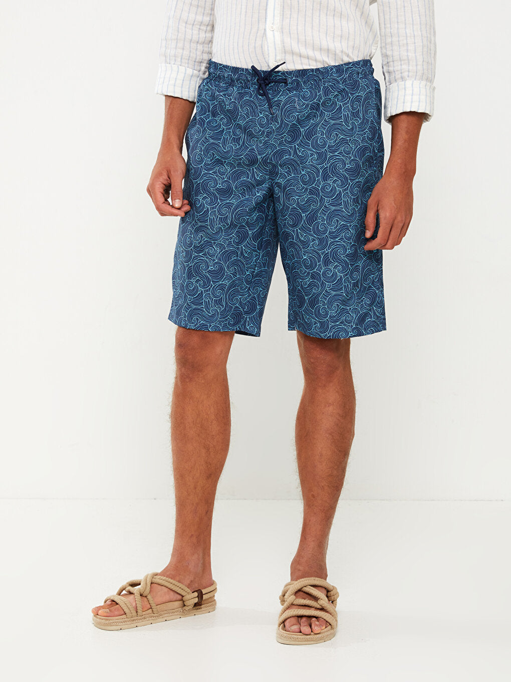 Long Patterned Men's Swim Shorts