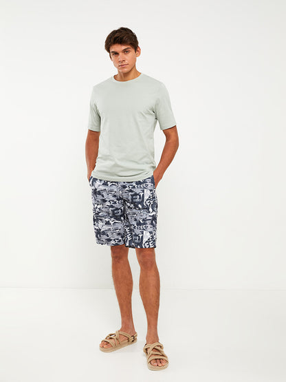 Knee-Length Patterned Men's Swim Shorts