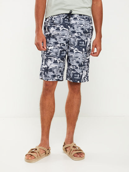 Knee-Length Patterned Men's Swim Shorts