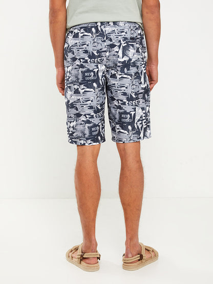 Knee-Length Patterned Men's Swim Shorts