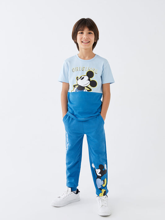 Elastic Waist Mickey Mouse Printed Boy's Jogger Sweatpants