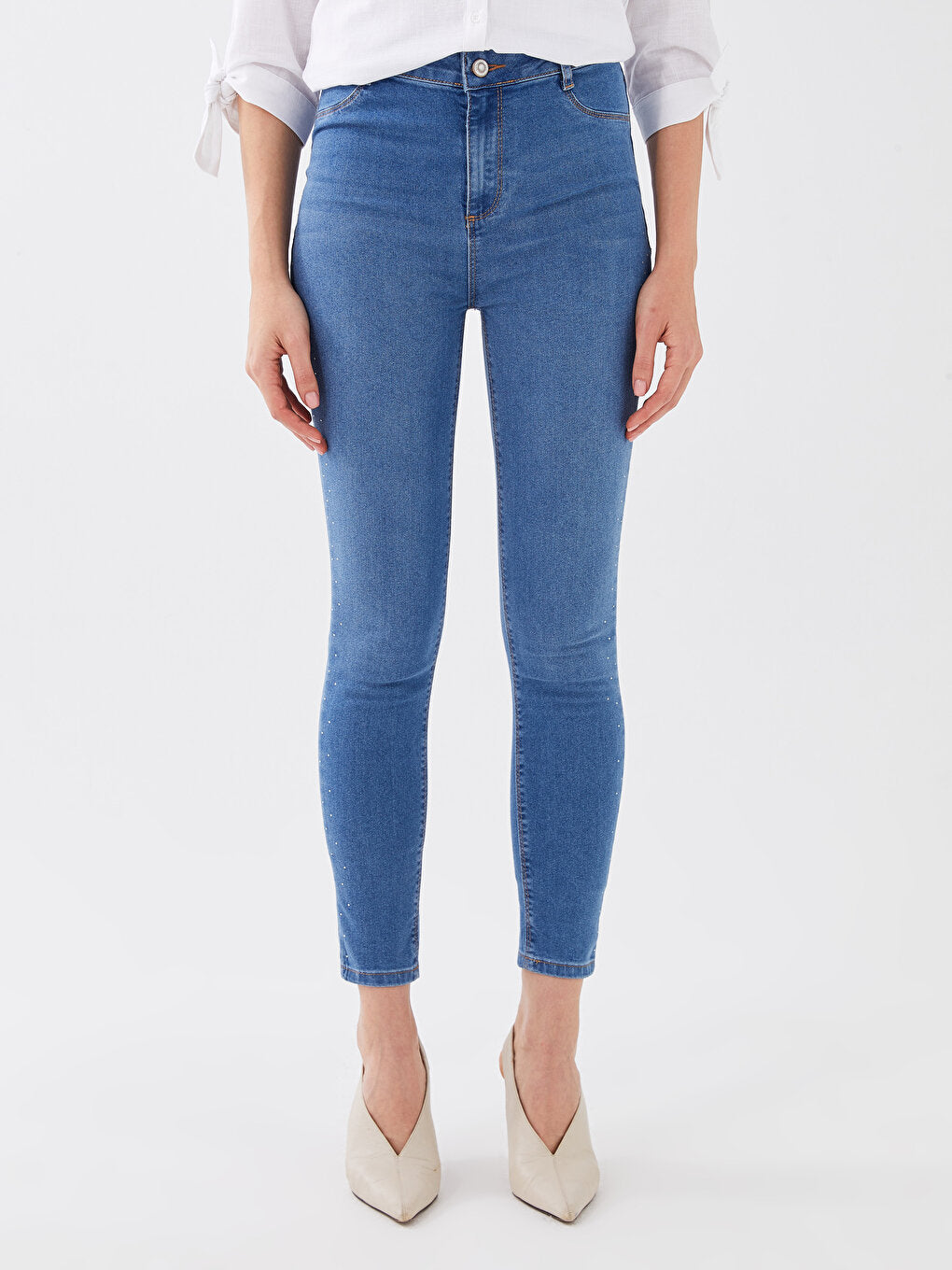 Standard Fit Stone Printed Women's Jean Trousers