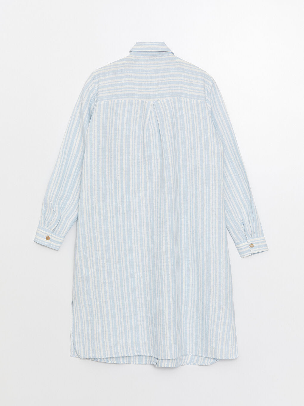 Striped Long Sleeve Linen Blend Women's Shirt Tunic