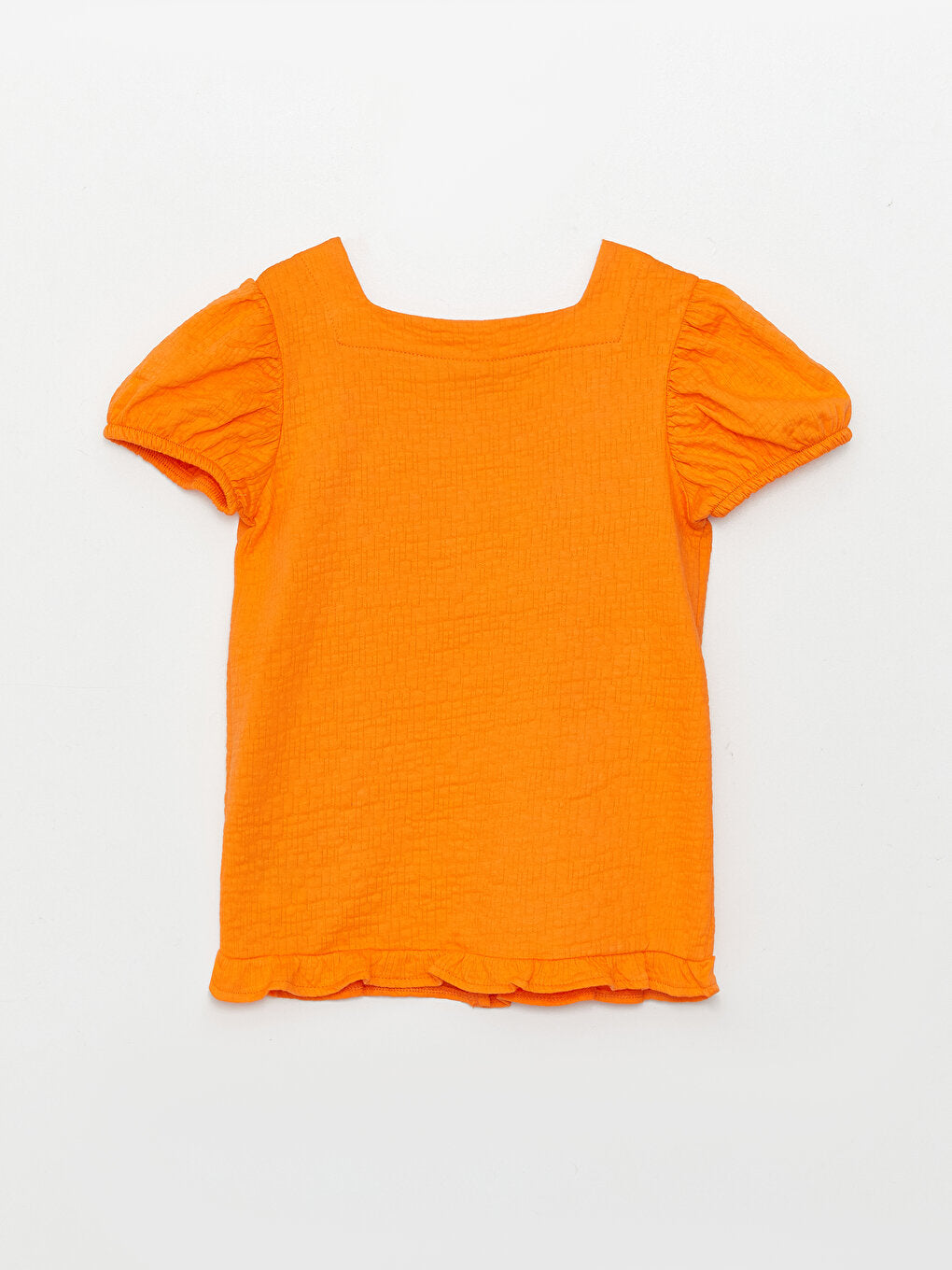 Square Neck Basic Short Sleeve Girl's Blouse